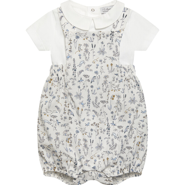 Little Liberty Print Theo Dungaree, Blue Theo