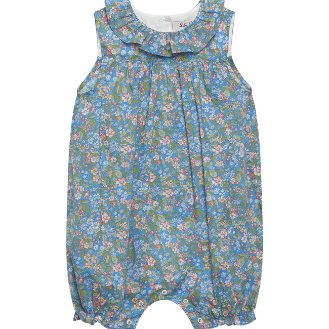 Little Liberty Print Hedgerow Willow Romper, Blue Hedgerow Ramble