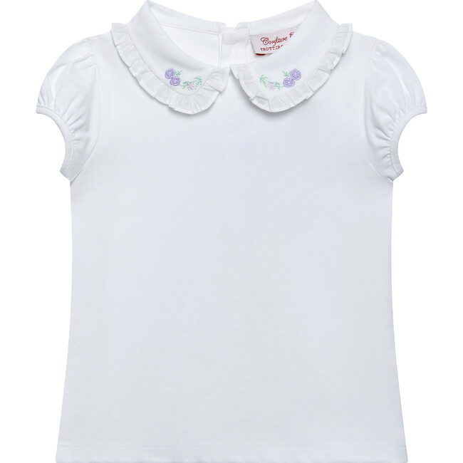 Floral Embroidered Jersey Top, White Lilac