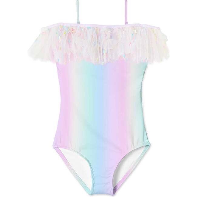 Confetti Tulle Chest Line Swimsuit, Rainbow