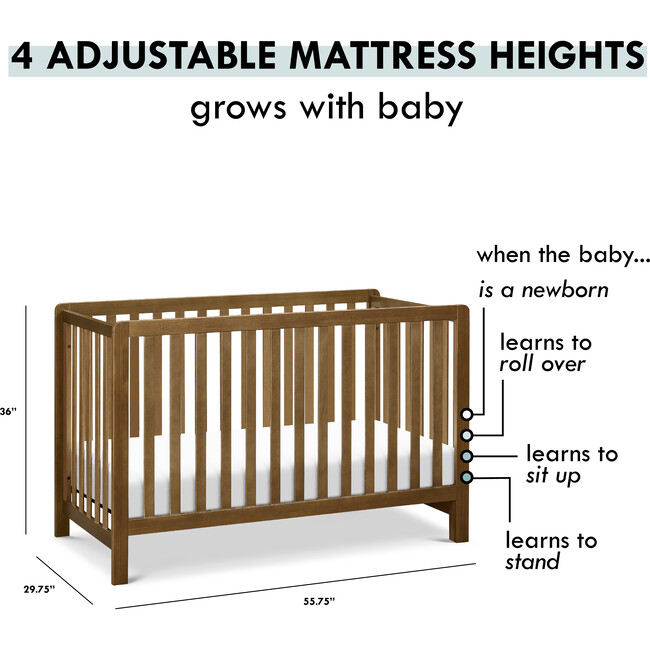 Colby 4-In-1 Low-Profile Convertible Crib, Walnut - Cribs - 9