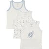 Feather Print Boy Undershirts 3 Pack, White - Underwear - 1 - thumbnail