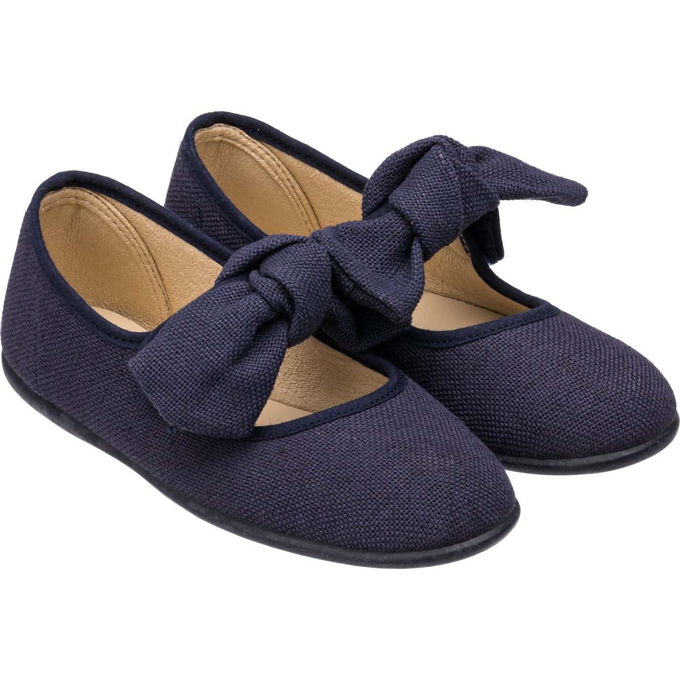 Linen Bow Mary Jane, Navy - Mary Janes - 1