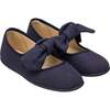 Linen Bow Mary Jane, Navy - Mary Janes - 1 - thumbnail