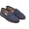 Suede Penny Loafer, Denim - Loafers - 1 - thumbnail