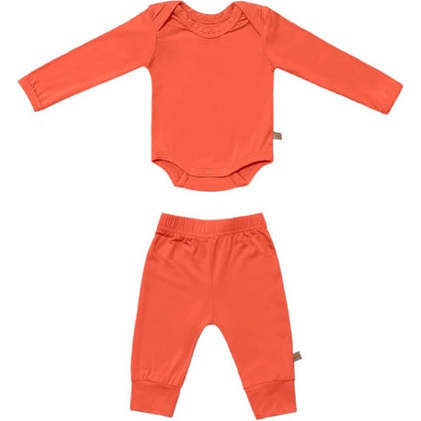 Solid Bamboo Baby Jogger Set, Orange - Mixed Apparel Set - 1