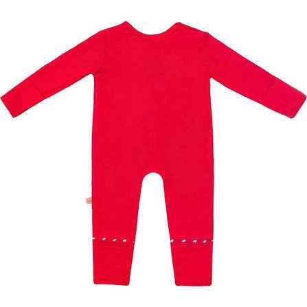 Baby 2pc Christmas Holiday Gift Set, Bamboo Solid Cherry Red & Reindeer - Footie Pajamas - 3