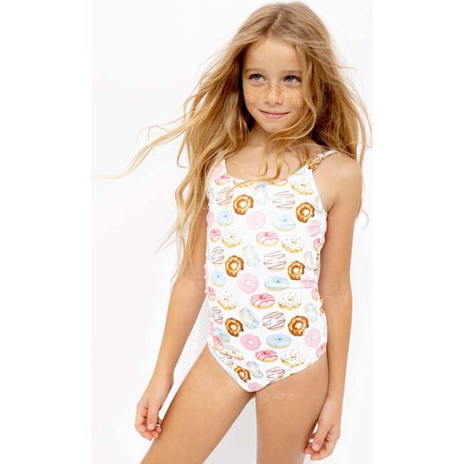 Adjustable Straps Print Swimsuit, Donut - One Pieces - 2