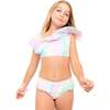 Wide Neck Tie-Dye Ruffle Bikini, Rainbow - Two Pieces - 2