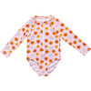 Girl's Floral Print Zip-Up Rashguard, Yellow & Orange - One Pieces - 1 - thumbnail