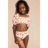 Girl's Floral Print Sleeved Smocked & High-Waist Bikini, Yellow & Orange - Two Pieces - 2