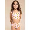 Girl's Basic Floral Print Cross-Strap & High-Waist Bikini, Yellow & Orange - Two Pieces - 2
