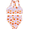 Girl's Basic Floral Print Cross-Strap & High-Waist Bikini, Yellow & Orange - Two Pieces - 3