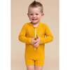 Boy's Ribbed Zip-Up Rashguard, Yellow - Swim Trunks - 2