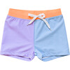 Boy's Euro Color-Block Shorts, Purple & Blue - Swim Trunks - 1 - thumbnail