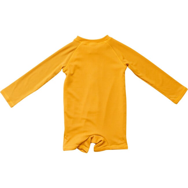 Boy's Ribbed Zip-Up Rashguard, Yellow - Swim Trunks - 3