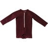 Boy's Color-Block Zip-Up Rashguard, Warm Brown & Tan - Swim Trunks - 1 - thumbnail