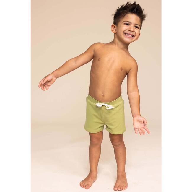 Boy's Euro Ribbed Shorts, Green - Swim Trunks - 2