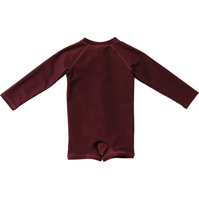 Boy's Color-Block Zip-Up Rashguard, Warm Brown & Tan - Swim Trunks - 3