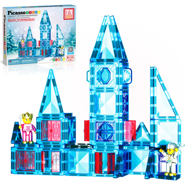 71pc Mini Diamond Series Winter Ice Theme Magnetic Tile Building Blocks Travel Toy Set - STEM Toys - 1