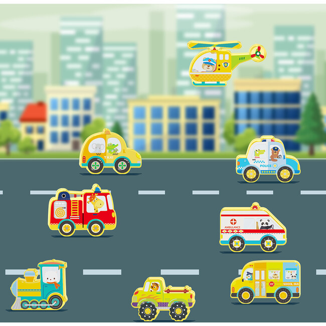 8pc Magnet Building Blocks Metro City 8 Vehicle Magnetized Action Figures - PTA24 - STEM Toys - 3