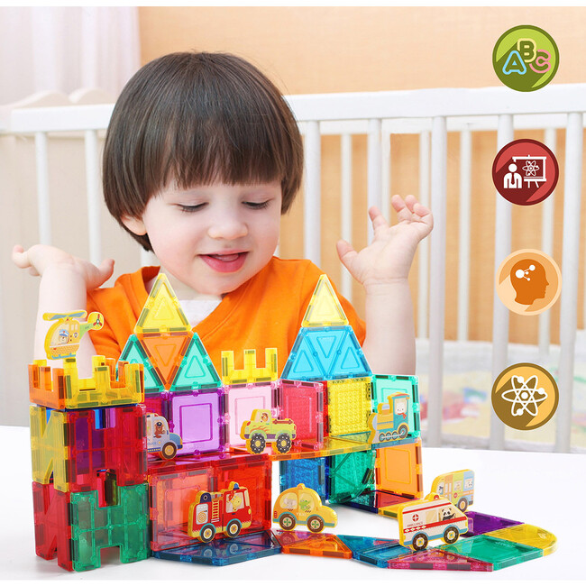 8pc Magnet Building Blocks Metro City 8 Vehicle Magnetized Action Figures - PTA24 - STEM Toys - 6