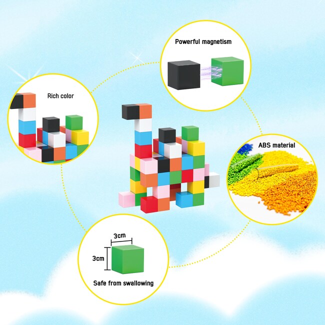 Magnet Cube Building Blocks 54 Pieces 1.2" 3CM Magnetic Cubes - STEM Toys - 3
