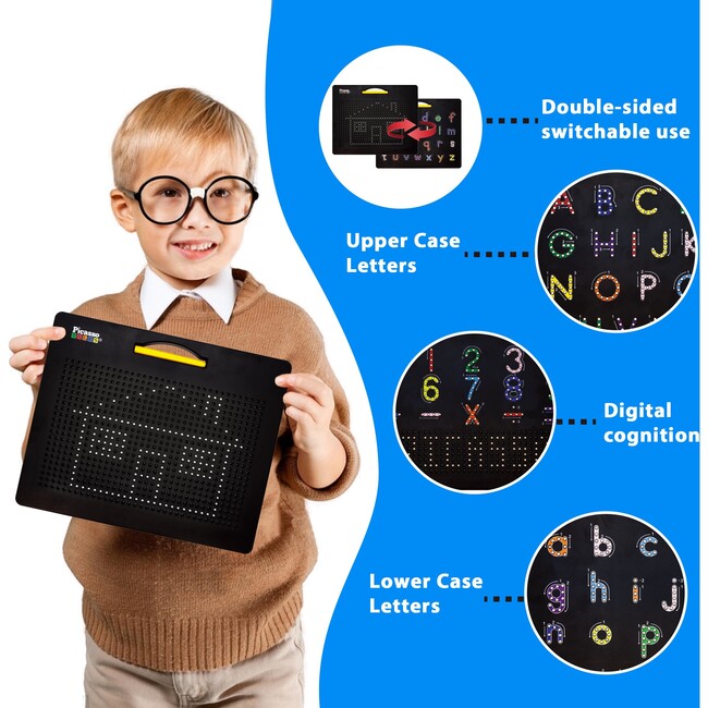 2PK 4-in-1 Magnetic Drawing Board 12x10 inch Large Magnet Tablet Pad - STEM Toys - 3