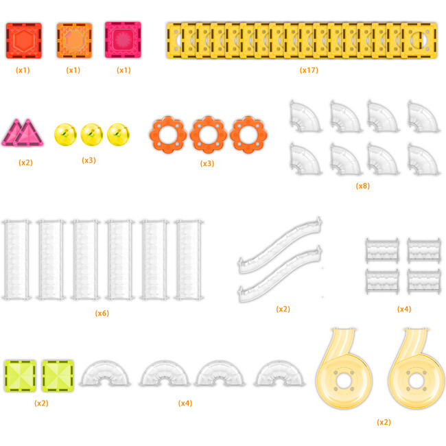 60 pc Magnet Tiles Building Block Travel Size Magnetic Marble Run Construction Toy Set - STEM Toys - 5