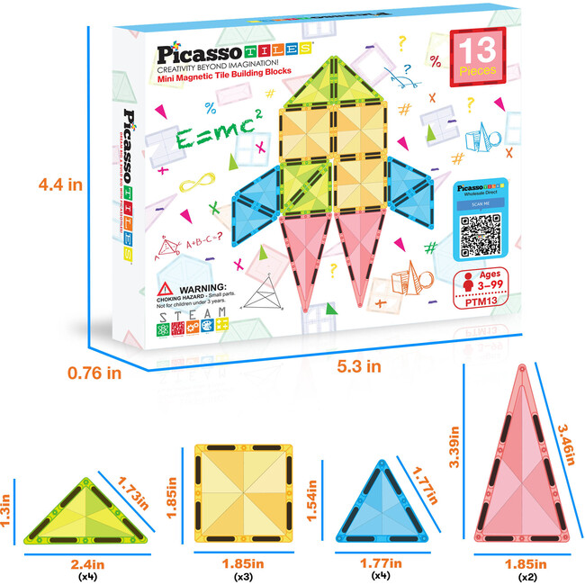 13pc Travel Size Mini Diamond Series Magnet Building Blocks - PTM13 - STEM Toys - 6