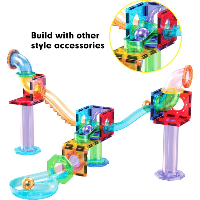 15pc Magnetic Marble Run Add-On Expansion Pack for Magnet Tile Building Blocks Maze Construction Toy - STEM Toys - 4