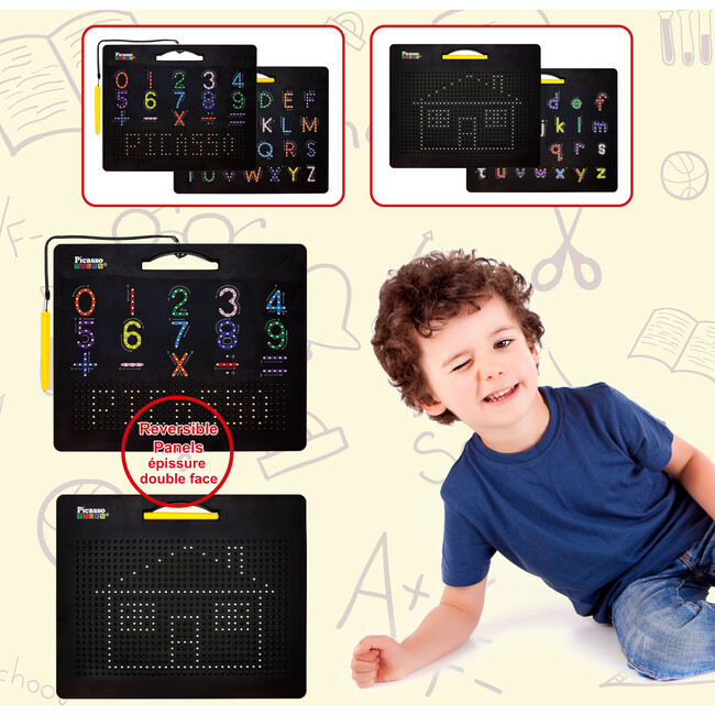 2PK 4-in-1 Magnetic Drawing Board 12x10 inch Large Magnet Tablet Pad - STEM Toys - 5