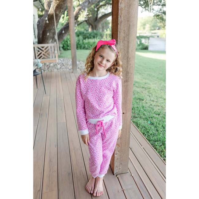 Edie Girls' Sweatshirt Jogger Set, I Heart You Pink - Mixed Apparel Set - 2