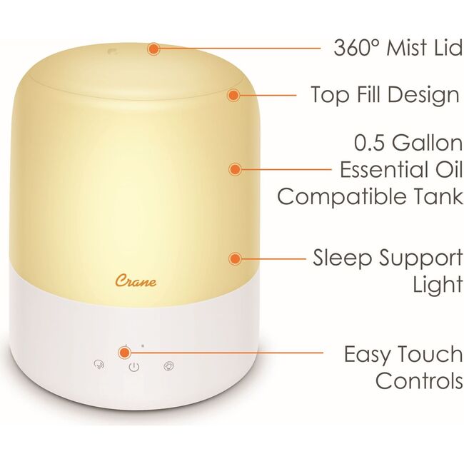 3 in 1 Compact Humidifier - 0.5 Gallon with Sleep Support Light & Aroma Diffuser - Humidifiers - 7