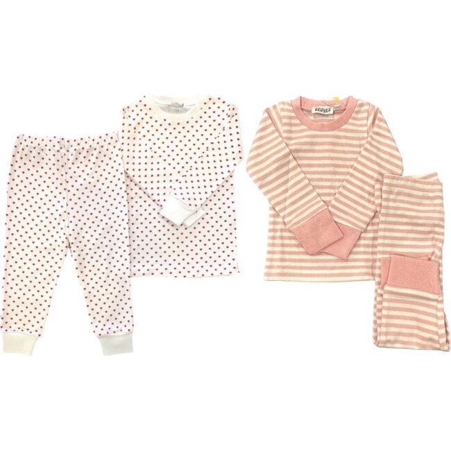 Kids Print Cuffed Pajamas 2-Pack, Hearts & Pink Stripes