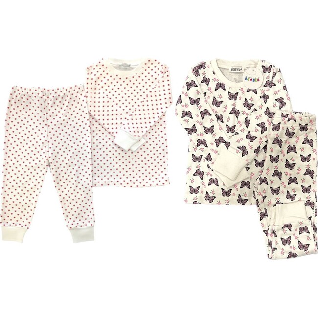 Kids Print Cuffed Pajamas 2-Pack, Hearts & Butterflies