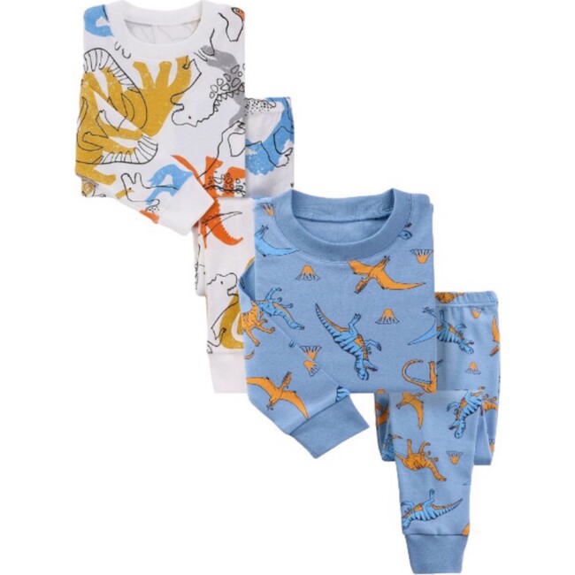Kids Print Cuffed Pajamas 2-Pack, Mixed Dinosaurs & Blue Dinosaurs