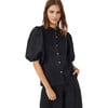 Women's Bubble Mao Neck Balloon Sleeve Shirt, Black - Shirts - 1 - thumbnail