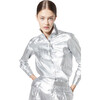 Women's San Marino Metallic Print Long Sleeve Shirt, Silver - Shirts - 1 - thumbnail