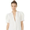 Women's Athina Mao V-Neck Short Puff Sleeve Shirt, White - Shirts - 1 - thumbnail