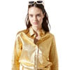 Women's San Marino Metallic Print Long Sleeve Shirt, Gold - Shirts - 1 - thumbnail