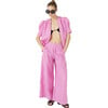 Women's Culotte High Waist Pleated Wide Pants, Petunia Pink - Pants - 1 - thumbnail