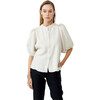 Women's Bubble Mao Neck Balloon Sleeve Shirt, Natural - Shirts - 1 - thumbnail