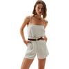 Women's Frida High Waist Flared Hem Shorts, White - Shorts - 1 - thumbnail