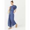 Women's Culotte High Waist Pleated Wide Pants, Deep Blue - Pants - 2