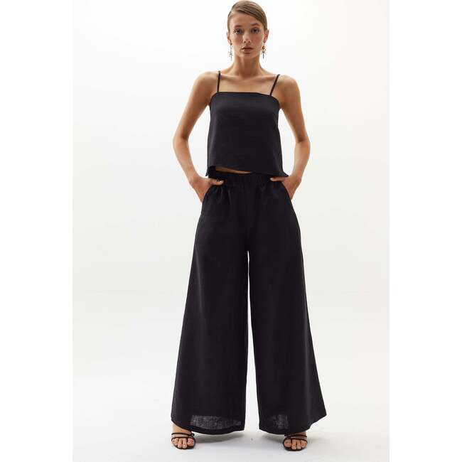 Women's Cape Metallic Print High Waist Pleated Pants, Black - Pants - 5