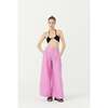 Women's Culotte High Waist Pleated Wide Pants, Petunia Pink - Pants - 4