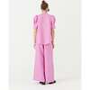 Women's Athina Mao V-Neck Short Puff Sleeve Shirt, Petunia Pink - Shirts - 5