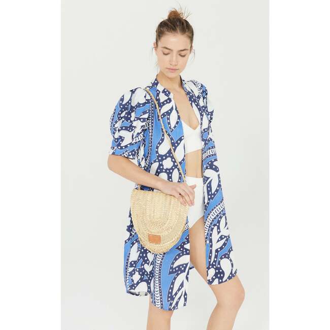 Women's Athina Mao V-Neck Short Puff Sleeve Dress, Mykonos - Dresses - 5