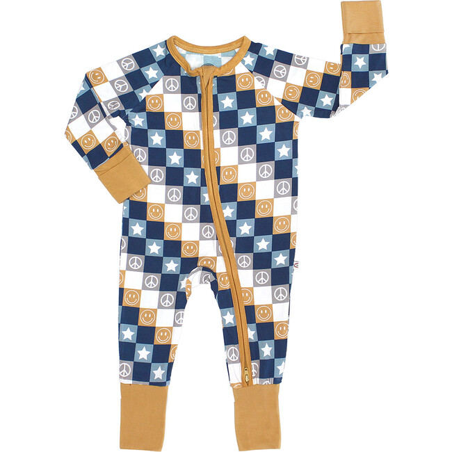 Happy Daze Blue Bamboo Convertible Baby Pajama, Multi